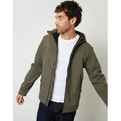 Khaki Green Fleece Lined Hooded Jacket