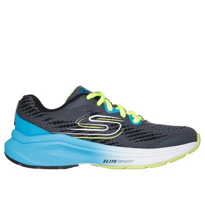 Skechers Boy's Elite Sport Stride Sneaker | Size 5.0 | Charcoal/Blue | Textile/Synthetic | Machine Washable