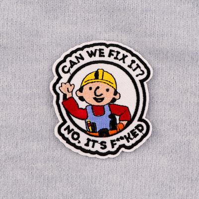 TEMU 1pc Cartoon Construction Worker Embroidered Patch, Polyester Applique Sticker, Knit Fabric Iron-on Badge, Color, With Sewing Accessory For Clothing, Hats, Denim, T-shirts, For 15+ Image