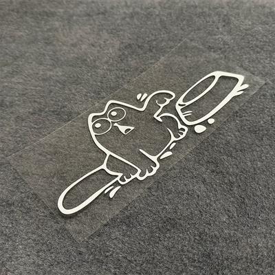 TEMU Funny Cartoon Cat & Cap Decal - Self-adhesive, Pvc Car Sticker For Glass, Metal, Plastic & Surfaces, Animal Theme With Design, Funny Car Stickers Image