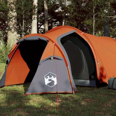 TEMU Proof Orange Tunnel Tent For 3 - Durable Outdoor Camping Shelter, Lightweight And Easy To Set Up, Ideal For Hiking And Festivals Image