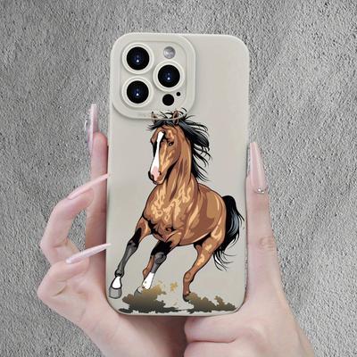 TEMU Creative And Horse Trendy Creative Print Phone Case With Grinding Texture For Iphone 15 14 11 Xs Xr X 7 8 Plus Pro Image