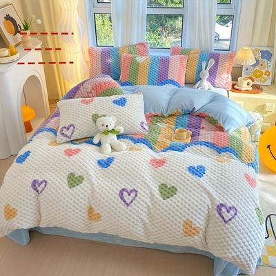 TEMU 1pc Love Quilt Cover, Student Quilt Cover Does Not Pillowcase And Quilt Core, Suitable For Bedroom Hotel Student Dormitory, Holiday Gift Image