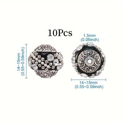 TEMU 10pcs Bohemian Style Handcrafted Clay Beads With & Gemstones - Diy Bracelets & Phone Charms, Beads For Jewelry Making Image