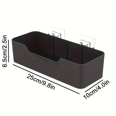 TEMU Multi-functional Kitchen Storage Rack With Drain Basket – Abs Plastic Organizer For Sponges, Spices, And Utensils – Space-saving Wall-mounted Design, Grey, Asfollow, Utility Racks Image