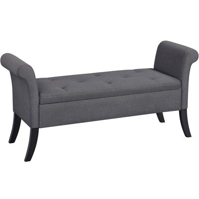 TEMU Storage Bench With Storage Compartment Upholstered Stool Bench With Armrests Padded Bench Footrest Image