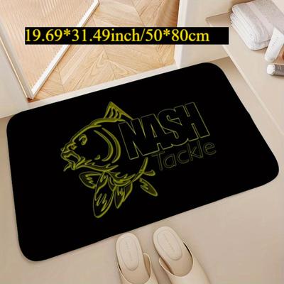 "TEMU Humorous " Tackle" Doormat - 100% Polyester Non-slip Indoor/outdoor Mat, Machine Washable Entryway Mat For Christmas, Thanksgiving, Mother’s Day, - Black With Yellow Lettering," Image
