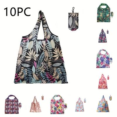 TEMU 10 Reusable Shopping Bags, Foldable Bags, Suitable For Shopping, Office Use, Travel, Organizing, And Storage. Image