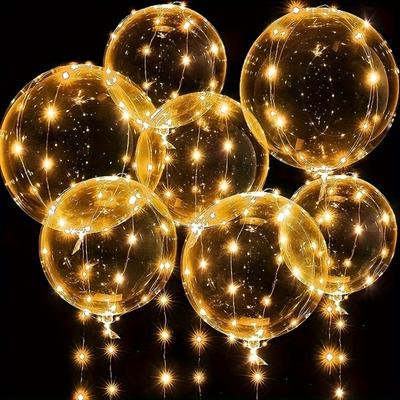 TEMU Led Light Up Balloons 10pcs 20.0inch Transparent Balloons With String Lights, For Birthday, Valentine's Day, House Decoration (warm White), No Battery Image