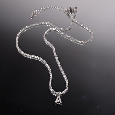 TEMU Elegant & Sexy Stainless Steel Twisted Necklace With 26 Initial Letter Pendants - Sparkling Rhinestone Charms, Or Parties, Versatile Jewelry, Charm Necklac Image