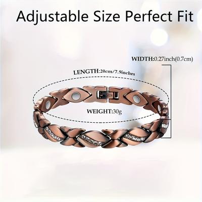 TEMU Copper Magnetic Bracelet For Women, 3500 , Adjustable, Crystal Embellishment, Hypoallergenic, Ideal Day/christmas Gift Image