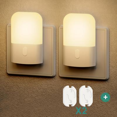 TEMU 2 Led Night Lights Plug Wall, Dimmable Night Light With Light Sensor, Adjustable Brightness Night Light, Soft White 2700k Automatic Night Light For Hallway Bedroom Stairs Image