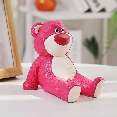 TEMU 1pc Anime Phone Stand Desktop Decoration, Plastic, Use Without Electricity, With Strawberry Bear Theme, For Home Office, Holiday And Birthday Gift Image