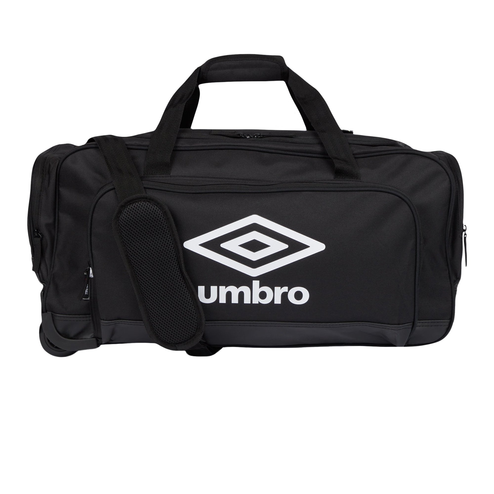 Umbro Unisex Wheeled Duffel Bag (black/white) - Size Medium | Umbro Sale | Discount Designer Brands