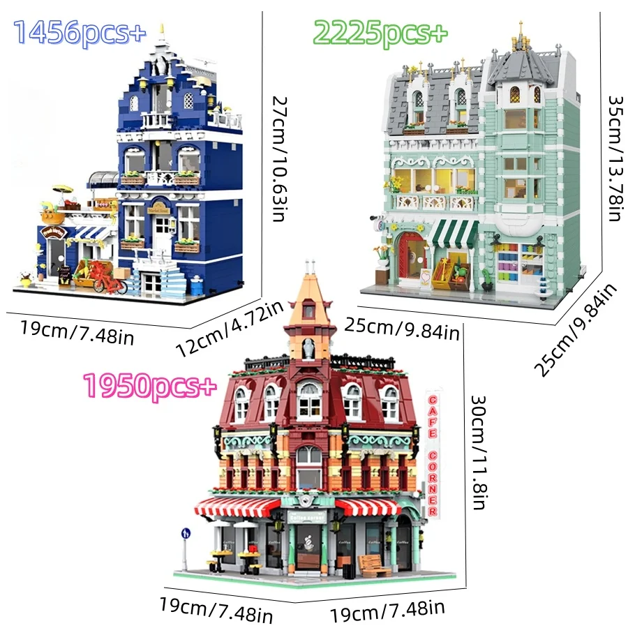 MOC Kreative Europäische Stadt Mini Bausteine Set Bau Architektur Modell Szene Licht Montage Ziegel Spielzeug Geschenke 3 + Image