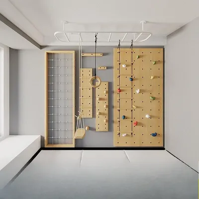 Kletterwand Kinderhaus Indoor Kletterwand Sporttraining Kletterbrett Kindergartenfamilie Image