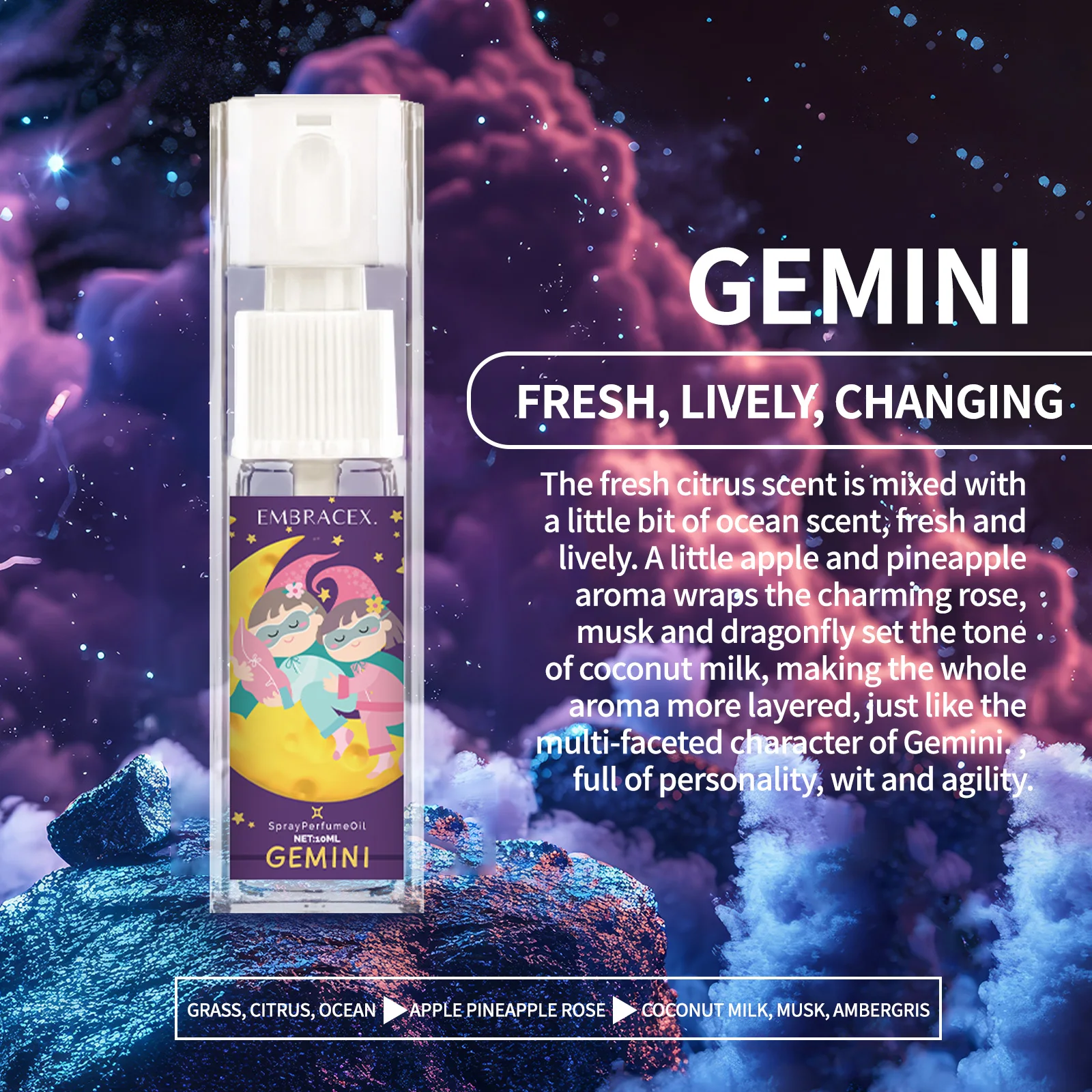 10 ml Gemini Spray Parfüm Aromatische ätherische Öle 12 Sternzeichen Damenparfüm Air Fresh Friends Weihnachtsgeschenke