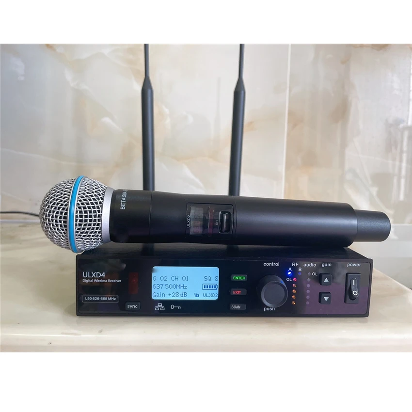 ULXD4/BETA58A 87D digitales drahtloses Mikrofon, Live-Mikrofon, Soundkarte, dynamisch für den Außenbereich Image