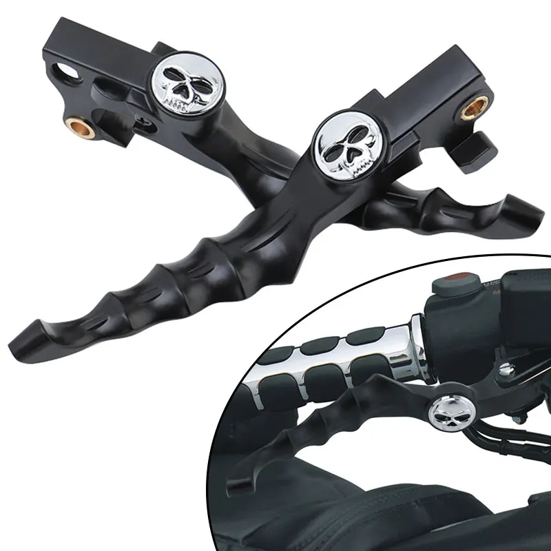 Schwarzer Motorrad-Schädel-Bremskupplungshebel, Schalthebel, passend für Harley Sportster XL883 1200 x 48 72 ab 2004 Image