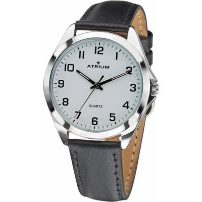 Quarzuhr ATRIUM, schwarz (schwarz, silberfarben), Armbanduhren, Damen, Armbanduhr, Herrenuhr, Damenuhr, Lederarmband Image