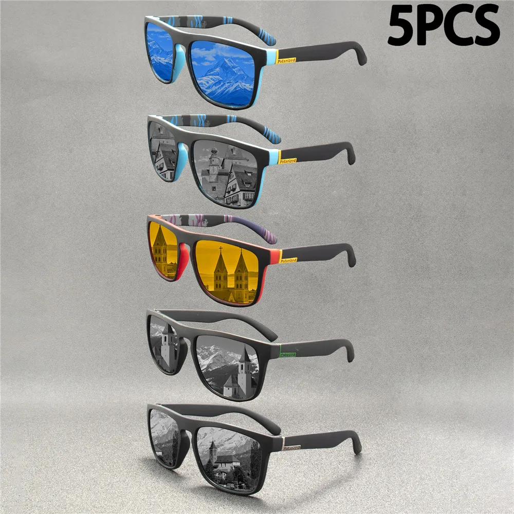 5PCS Mode Sonnenbrillen Männer Luxus Marke Designer Vintage Outdoor Fahren Sonnenbrille Männliche Brille Schatten Oculos Image