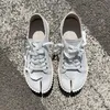Weiße Tabi Sneakers Damen Tabi Canvas Schuhe Street Lace Up Split Toe Casual Flache Schuhe Vintage Damenschuhe Espadrilles