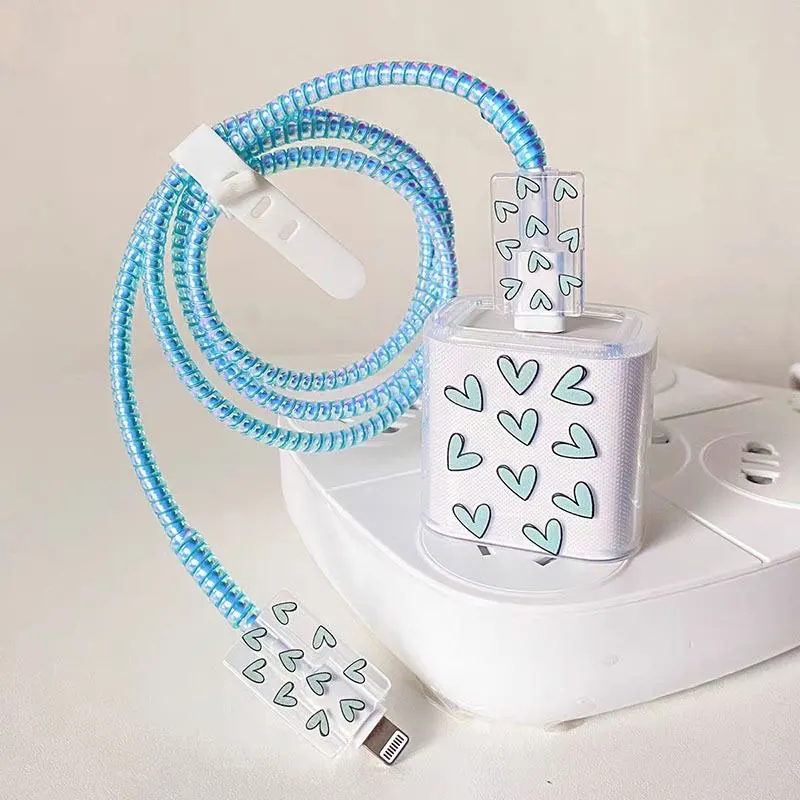 5 in 1 niedlicher Kabelschutz, geeignet für iPhone 18 W/20 W, Ladegerät, Datenleitung, USB-Gehäuse, Kabelschoner Image