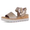 Keilsandalette GABOR "GENUA", Damen, Gr. 44, beige (sand), Ziegenveloursleder, unifarben, modisch, Schuhe, Sommerschuh, Riemchensandale, Komfortschuh in Weite G (=weit)