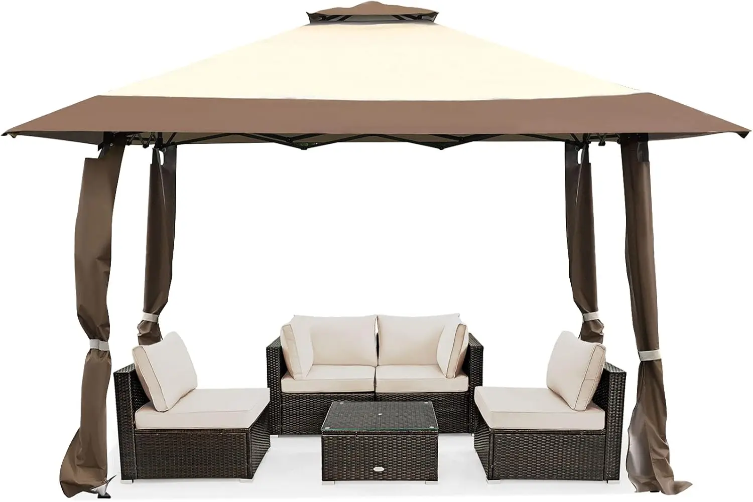 4x4 m Pavillon mit Doppel dach, wasserdicht, stabil, winterfest, UV-Schutz 50, Klapp pavillon, Garten pavillon Image