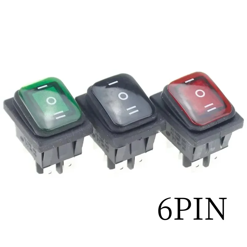 1 Stück robuster 6-poliger DPDT 12 V/220 V IP67 wasserdichter Kfz- und Marine-Kippschalter mit LED 12 V 220 V 27 x 22 mm Image