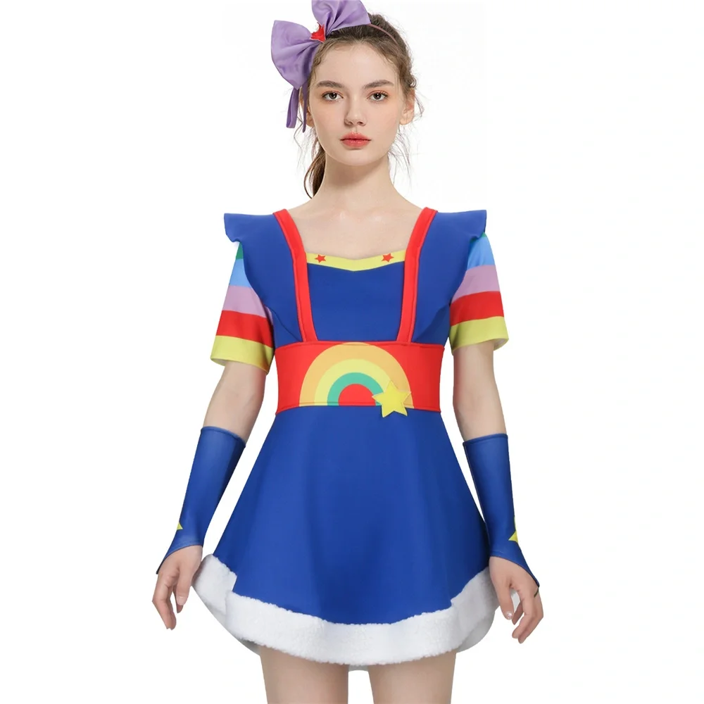 Regenbogen Brite Frauen Cosplay Kostüm animierte Serie Kostüm blau 1984 TV-Ärmel umfasst Kopf bedeckung Leggings Thema Party Image