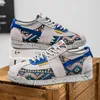 Retro Mode Druck Niedrigen Turnschuhe für Männer Atmungsaktive Flache Freizeitschuhe Große Größe 46,