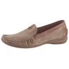 Mokassin GABOR "FLORENZ", Damen, Gr. 44, beige (beige, cognac), Kalbsleder, Nubukleder, casual, Schuhe, Slipper, Schlupfschuh, Bequmschuh mit Kontrastnaht, Weite G (=weit)
