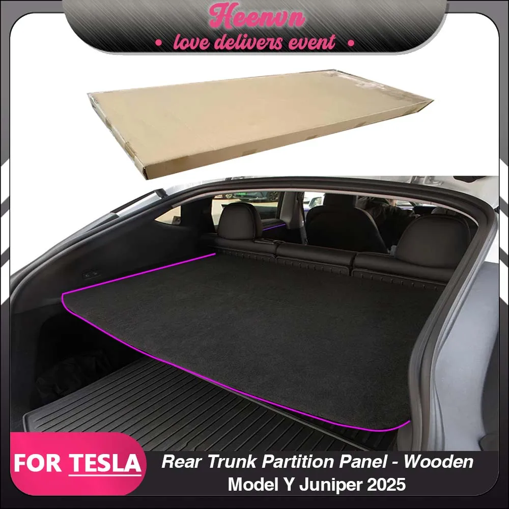 Kofferraum-Trennwand für Tesla Model Y Juniper 2026 2022, hintere Kofferraum-Beflockung, Holzbrett für Modell Y Juniper-Zubehör Image