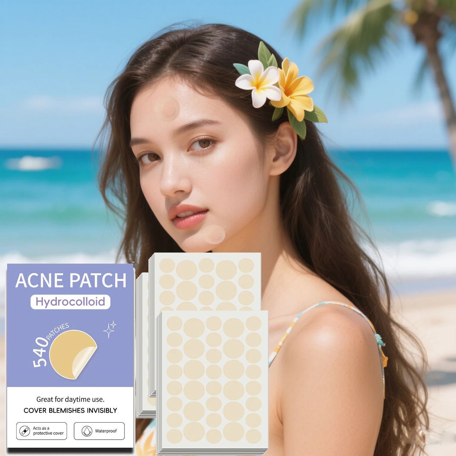Hydrokolloid-Akne-Pickelpflaster in verschiedenen Größen, unsichtbare Akne-Kreis-/Stern-/Herz-Aufkleber für die Hautpflege von Gesichtspflastern und Hautunreinheiten Image