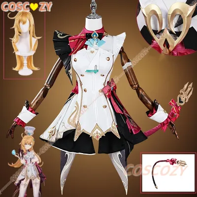 Genshin Impact Escoffier Cosplay Kostüm Perücke Hut Schwanz Requisiten Ousia Fontaine Geschmackvolle Image