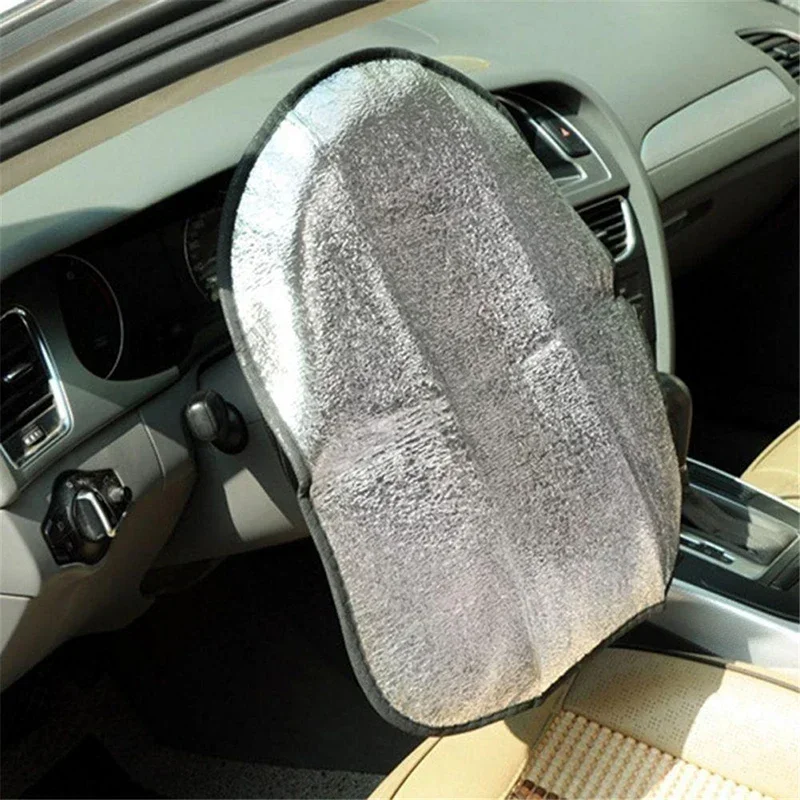 Auto-Lenkrad-Sonnenschutz, doppelt dick, Sonnenschutz, faltbar, Anti-UV-Silber-Abdeckung, unverzichtbares Autozubehör für den Sommer Image
