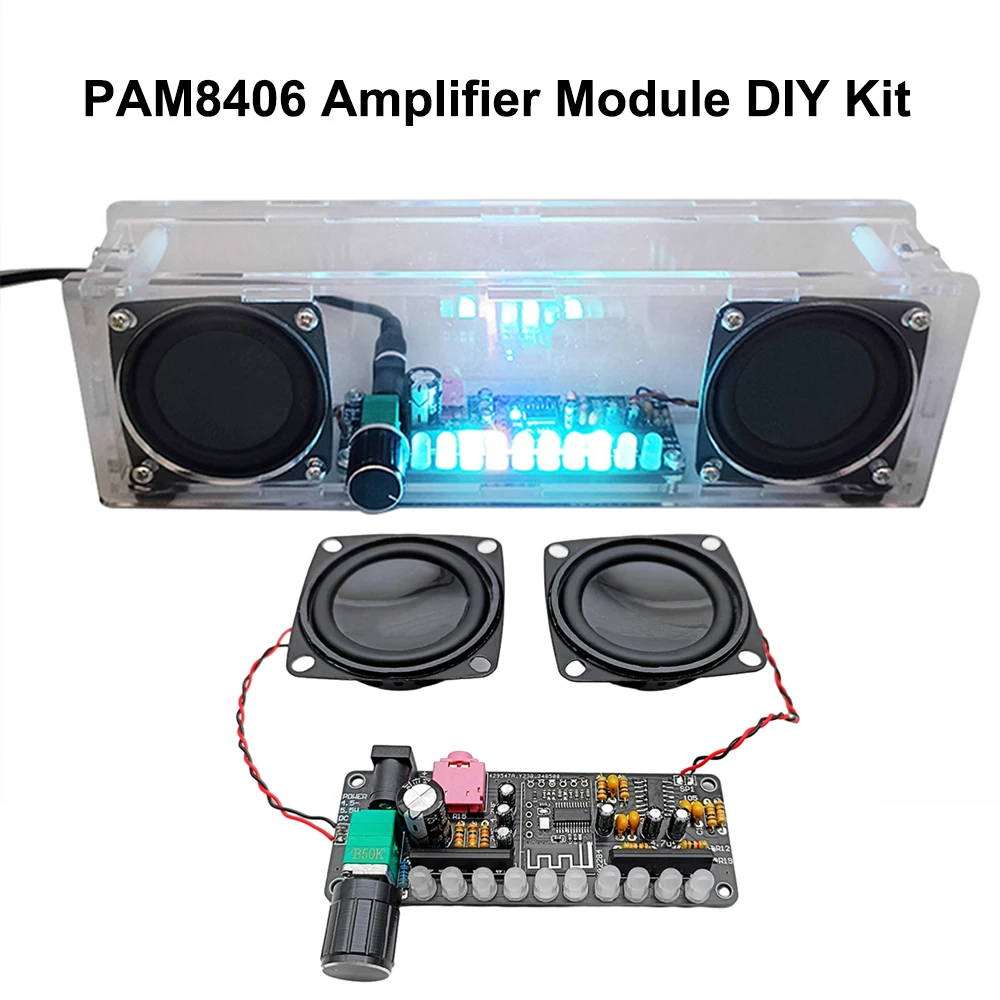PAM8406 Lautsprecher Verstärker Modul DIY Kit DC5V 5W Dual Channel Stereo Sound Kabel BT Level Anzeige Licht Diy Lose teile Image