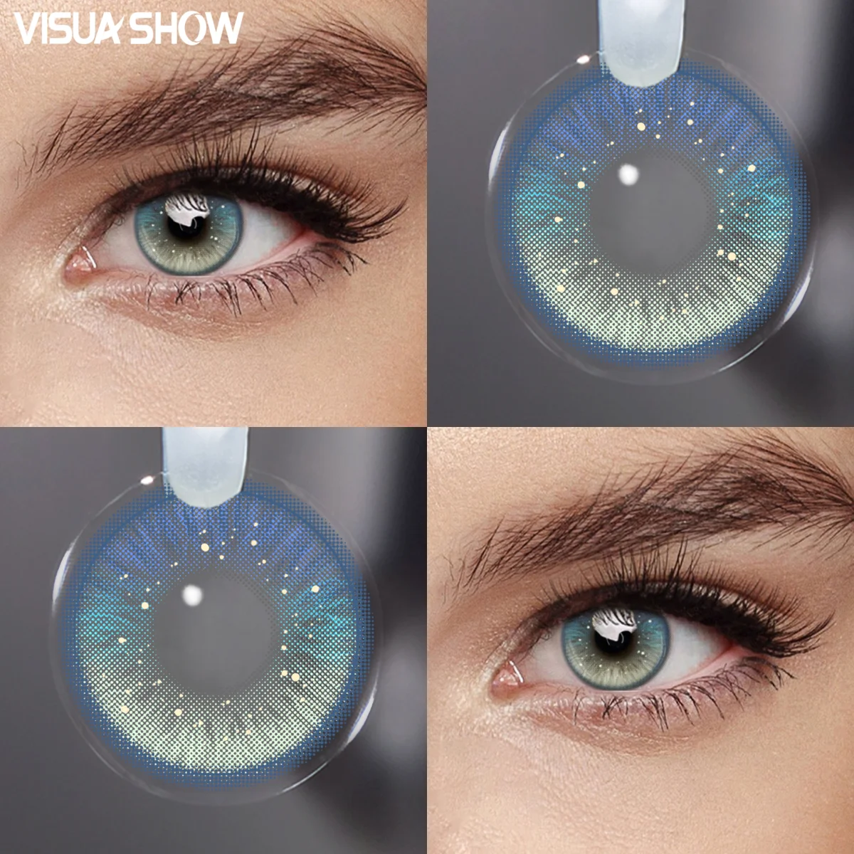 VISUASHOW Weiche Blaue Farbverlauf-Kontaktlinsen 1 Paar Schönheits-Pupillen für Mode-Make-up & Kosmetik Image