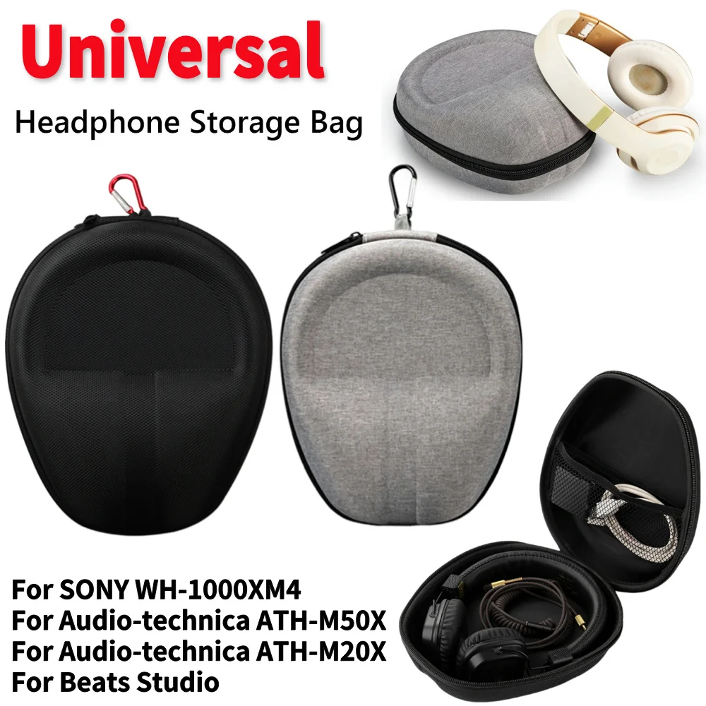 Harte EVA-Kopfhörer-Tragetasche für Sony WH-1000XM4/Audio-technica ATH-M50X /Beats Studio Kopfhörertasche mit Haken Image