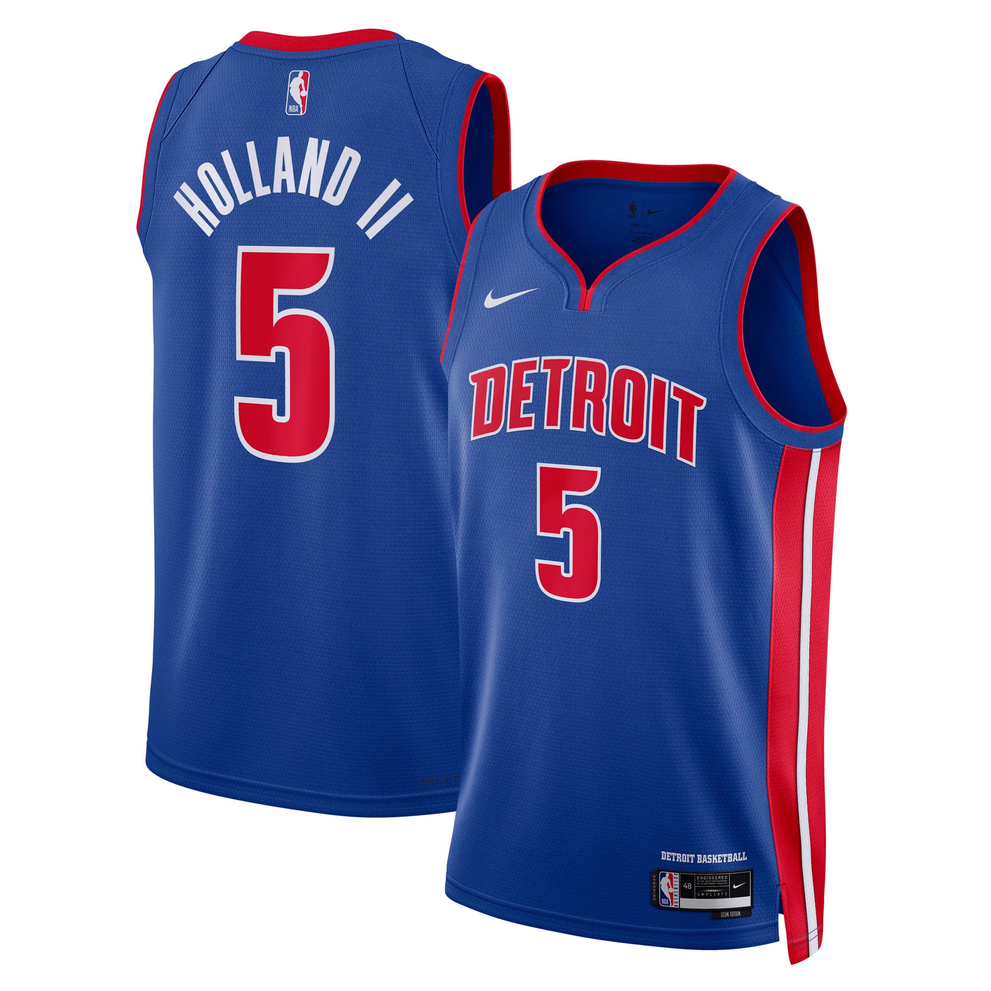 Maillot Swingman Nike Icon Edition des Detroit Pistons - Bleu - Ron Holland II - Unisexe - Homme Taille: 3XL