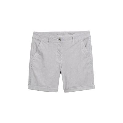 TOM TAILOR Damen Chino Bermuda Shorts, schwarz, Gestreift, Gr. 46 Image