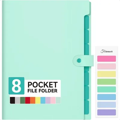 Expanding File Folder with 8 Pocket Letter Size Accordion File Organizer Portable Folders for