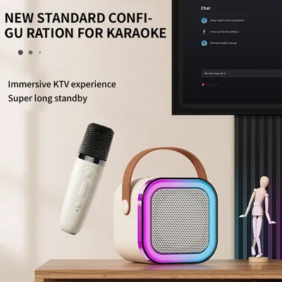 New K12 Karaoke Machine Portable Bluetooth Speaker With 1-2 Wireless Microphones HiFi Family Singing