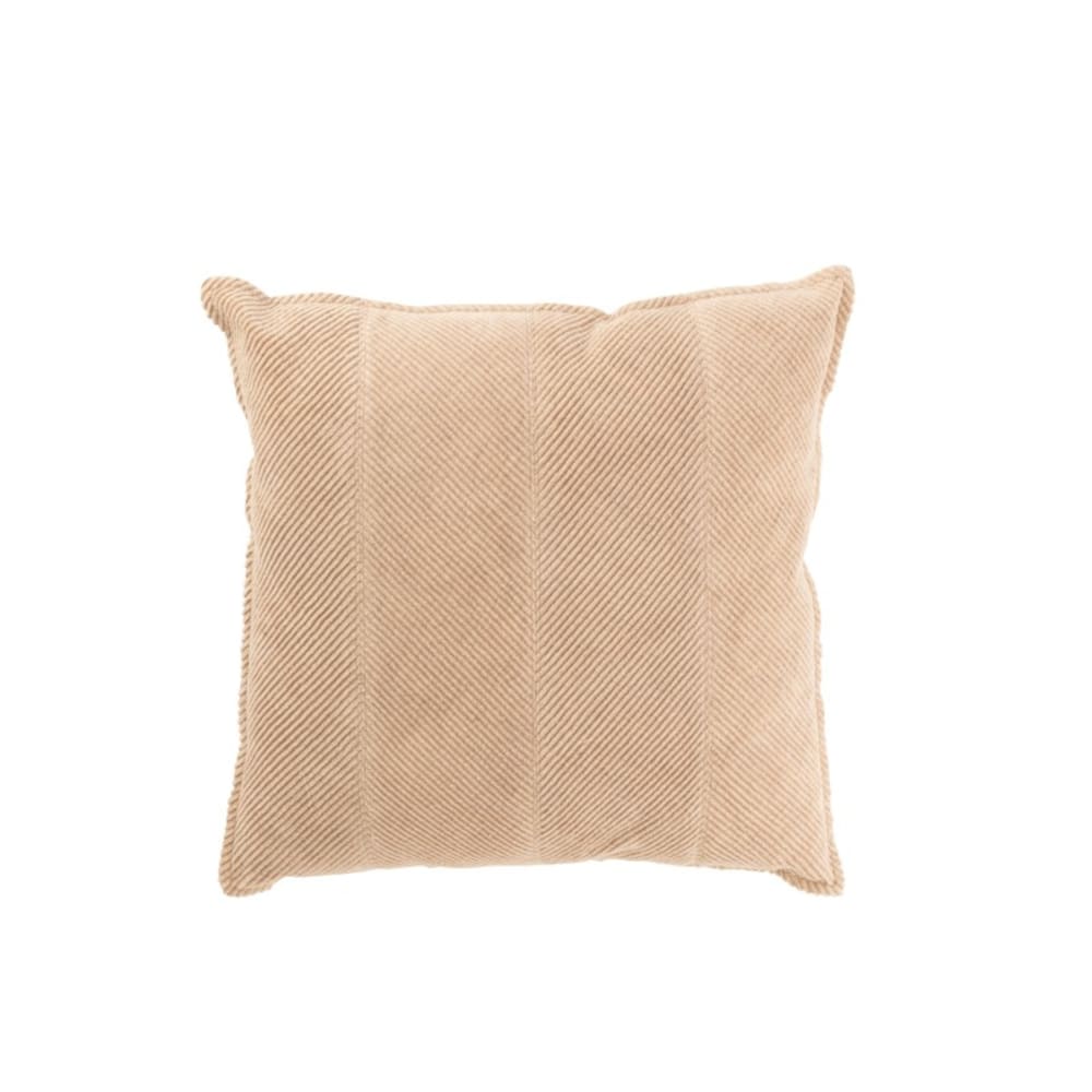 Coussin carré à rayures en coton beige 45x45x12 cm