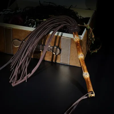50CM Bamboo Handle Genuine Leatherr Horse Whip Spanking Paddle for Equestrian Riding Equestrian Bat