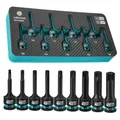Jeu de douilles Torx à Impact, 9 pièces, jeu de douilles à étoile à Impact T30-T80, clé à douille Torx à Force de 1/2 pouces, jeu de douilles pour la réparation