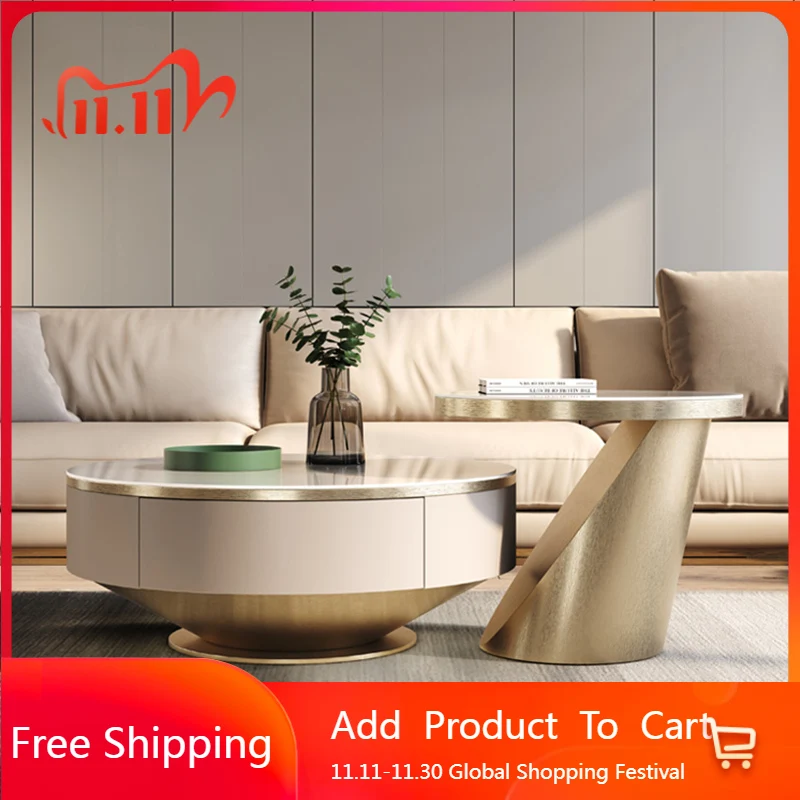 Table basse ronde nordique, esthétique, bon marché, Unique, pour salon, Meubles simples et clairs, meubles de Hall d'entrée