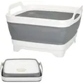 Lavello da campeggio pieghevole, realizzato in plastica e gomma TPR, con tappo di scarico, 8,5 litri, lavabo pieghevole portatile 30,5 x 30 x 20/7 cm