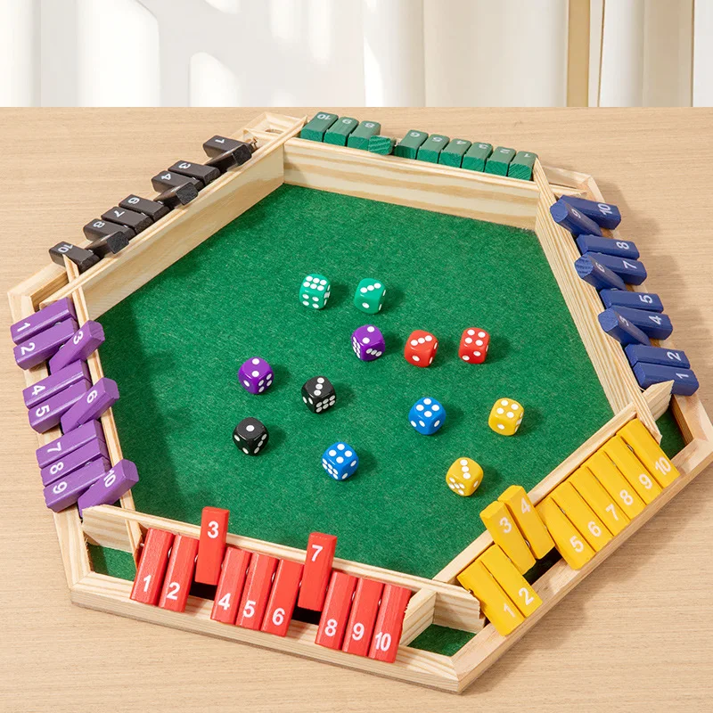 Jeu de retournement à Six faces, jeu de numéros en bois, jeu de dés fermé dans la boîte-jeu de société Parent-enfant, fête de Bar, jeu de jeu de loisirs
